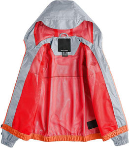 Chaqueta Cortavientos con Capucha, Diseño Color Block Gris y Naranja, Cierre de Cremallera, Unisex, Informal, para Otoño - Product Image 6