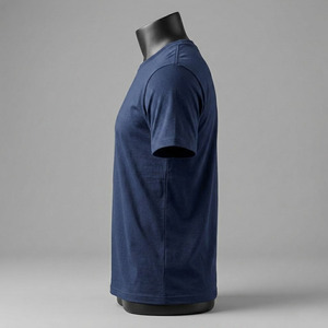 Camiseta de Manga Corta para Hombre, Color Azul Marino, 100% Algodón Jersey, Cuello Redondo, Corte Regular, Estilo Casual, Color Sólido - Product Image 4