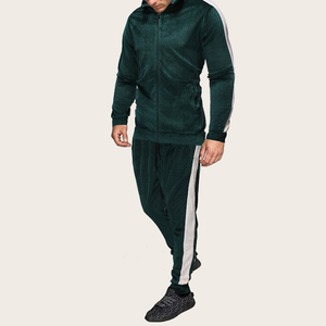 Men Hooded Tracksuit Set Solid <b>Dark</b> <b>Green</b> Full Length Sweatshirt Jogger Pants Casual Streetwear Breathable 100% Polyester Autumn - Product Image 4