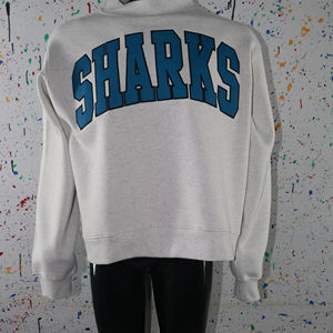 Sudadera SHARKS WHITE con Cuello Alto, 100% Color Verde Azulado, Apliques Bordados, Cuello Ancho, Hilos Finos - Product Image 1
