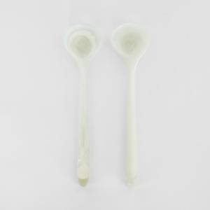 Indian-Made FAIZA CRAFT Modern Cream Resin Art Salad Server Spoons Long Handle Mirror Finish All-Color <b>Shaded</b> Handcrafted - Product Image 2
