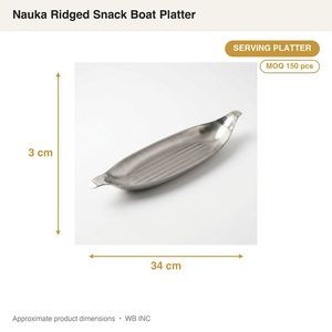 Bandeja de Servir de Acero Satinado SS304 Hecha a Mano de 34 cm, Bandeja para Aperitivos Nauka con Diseño Acanalado para Decoración del Hogar, Hoteles y Bodas - Product Image 3
