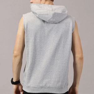 Custom <b>Men</b> <b>Sleeveless</b> <b>Hoodie</b> 100% Cotton Fleece Lightweight Casual Streetwear Gym Fitness Pullover <b>Hoodie</b> Pocket Color Blocking - Product Image 3