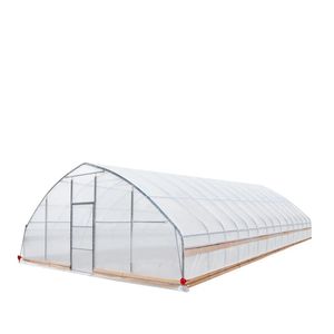 Serra da coltivazione 60FT X 25FT con pellicola trasparente in EVA da 6 Mil e tetto a punta con apertura laterale a manovella, struttura stabile - Product Image 1