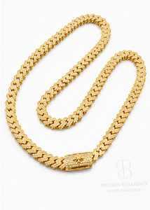 Premium Cuban link chain <b>necklace</b> in 18K yellow gold iced out with hand set lab grown diamonds bold hip hop luxury <b>statement</b> - Product Image 4