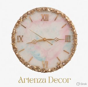 Handmade Modern Quartz Analog Resin <b>Wall</b> <b>Clock</b> Round Hand Painted Roman Numeral 30cm <b>Wall</b> <b>Decor</b> for Home - Product Image 3