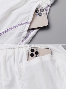 Unisex <b>White</b> Hooded Windbreaker <b>Jacket</b> with <b>Shorts</b> Set Lightweight Water Resistant Polyester Summer Outdoor Wear Oversized Fit - Product Image 6
