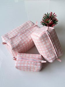 <b>Large</b> Handmade Cotton Quilted Toiletry Case Block Printed <b>Wash</b> <b>Bag</b> Cosmetic <b>Bag</b> with Travel Accessory Holiday Christmas Gift - Product Image 1