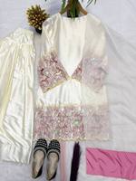 Collection de Créations de Luxe : Ensemble Salwar Kameez Farshi en Soie Crêpe Naturelle Pakistanaise Traditionnelle, avec Dupatta – Nouvelle Collection Hiver, Meilleures Ventes