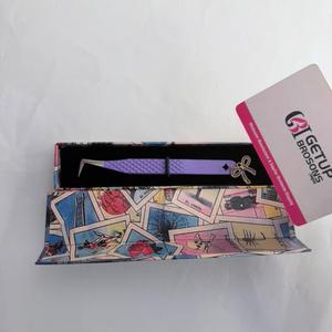 Pince à cils GETUP BROSONS en acier inoxydable à pointe lisse, précision, forme arquée, 90 degrés, boîte personnalisée - Product Image 3