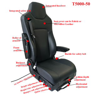 Sedili di Lusso con Schienale Alto e Sospensione Pneumatica per Furgoni <span class=keywords><strong>Sprinter</strong></span>, Camion e Autobus, Funzioni Regolabili, Pelle/PVC Impermeabile - Product Image 6