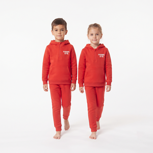 Conjunto Deportivo de Sudadera con Capucha y Pantalones de Chándal de Algodón Suave, Color Rojo Sólido, Ropa Casual con Capucha para Niños - Product Image 3