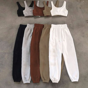 Conjunto Deportivo Casual de 2 Piezas para Mujer, Color Lila, Top Corto sin Mangas, Pantalones Cortos de Cintura Alta, Tejido Transpirable de Poliéster/Algodón - Product Image 4