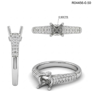 KOK ออกแบบ Prong การตั้งค่า 14 พันทองคําขาวคุณภาพสูงเพชร Solitaire 0.50cts ศูนย์กึ่งเมาท์แหวนหมั้นสําหรับผู้หญิง - Product Image 6