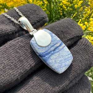 Handmade Dumortierite Gemstone Pendant 925 Sterling Silver Necklace Natural Crystal Jewelry Gift For Women - Product Image 6