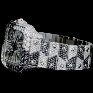 Reloj de Colección Premium con Esfera Cuadrada de Dos Tonos Estilo Hip Hop, con Dial de Esqueleto y Diamantes Moissanite Personalizados de Fábrica, Precio al por Mayor - Product Image 3