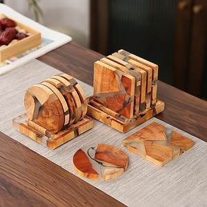 Flower Shape <b>Plastic</b> Coaster Set Vintage Design Reusable <b>Mats</b> for <b>Table</b> Decoration Modern Design Decorative Wood Coaster Set - Product Image 3
