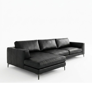 Premium Genuine Leather L Shaped Sectional <b>Sofa</b> with Chaise Mid Century Modern Couch for Luxury <b>Living</b> <b>Rooms</b> - Product Image 2