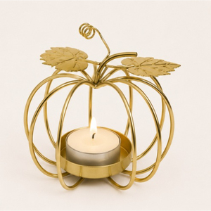 Portavelas de Lujo al por Mayor de Metal Dorado con Forma de Calabaza para Velas de Té, Centro de Mesa de Halloween, Elegante Centro de Mesa de Hierro para el Hogar con Temática de Cosecha Otoñal - Product Image 5
