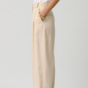 Pantalones largos de cintura alta y pierna ancha de color sólido para mujer, pantalones casuales holgados de talla grande personalizados para mujer, pantalones de ajuste holgado de alta elasticidad para mujer - Product Image 4