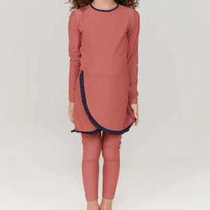 Conjunto de Traje de Baño Islámico Modesto Personalizable para Mujer: Túnica Larga, Leggings de Baño de Longitud Completa y Tops a Juego, Ecológico, de Secado Rápido Frontal - Product Image 6