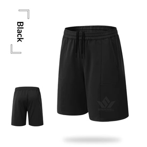 Shorts de course Bermuda pour hommes, séchage rapide, respirants, taille élastique, couleur unie, pour entraînement sportif, avec poches - Product Image 1