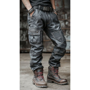 Pantalon de moto en cuir imprimé pour homme, grande taille, été/hiver, pour motard - Product Image 2