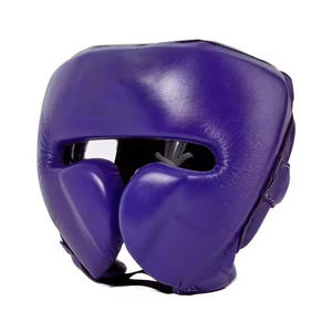Ensemble de boxe en dentelle violette avec logo personnalisé, équipement de fitness et d'arts martiaux en cuir de haute qualité, ensemble de sparring de boxe réglable à lacets CP-BHG-16 - Product Image 3