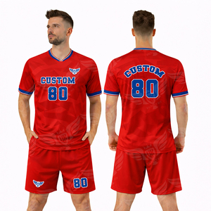 Conjunto de Camiseta y Pantalones Cortos de Fútbol Estilo Croacia 2026 al por Mayor, Uniforme de Entrenamiento de Fútbol Personalizado Rojo Blanco Azul - Product Image 4