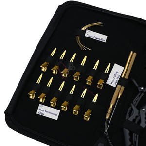 Premium Gold Hair <b>Extension</b> Technician Toolkit with Professional 7 Inch Flat <b>Bead</b> Crimper Removal Tool Mini Scissor Wig Thread - Product Image 4