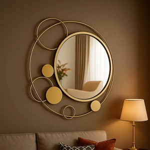 Luxury Artistic Gold Finished Metal <b>Frame</b> Mirror For Gifting Suitable For Housewarming Weddings And Special Events From India - Product Image 4