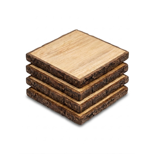 Unfinished Classic Square Wood <b>Coaster</b> Blank Natural Bark Edge Eco-Friendly <b>Heat</b> Resistant for Laser Engraving Custom Logo - Product Image 1