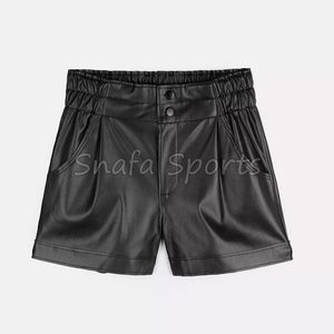 Shorts en cuir d'été de haute qualité pour femmes, respirants, 100 % cuir, logo personnalisé imprimé, coupe ample. - Product Image 6