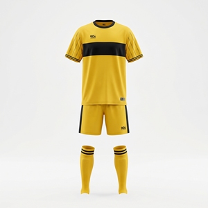 Yellow Black Soccer Jersey Set Short Sleeve Football Uniform Training Kit with <b>Socks</b> - Product Image 2