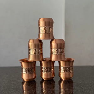Half hammered glass <b>copper</b> tumbler set <b>copper</b> drinking glasses pure <b>copper</b> <b>cup</b> ayurvedic <b>copper</b> glass <b>copper</b> water glass set - Product Image 4