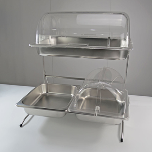 Support de présentation alimentaire en acier inoxydable de qualité supérieure, séparateur pour buffet d'hôtel, présentoir à desserts et gâteaux, étagère alimentaire à double niveau - Product Image 4