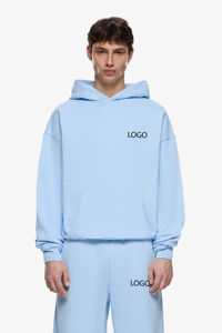 Ensemble de survêtement homme 2 pièces en coton épais respirant imprimé, coupe oversize rétro, avec sweat à capuche et pantalon de jogging – Qualité supérieure pour l'hiver - Product Image 2