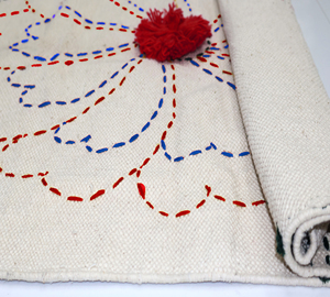Alfombra Kantha de Algodón Hecha a Mano de 3x5 Pies, Tapete Grande de Retazos, Cubierta de Suelo con Patrón Floral Bohemio, Ecológica, Antideslizante, para Mascotas - Product Image 3