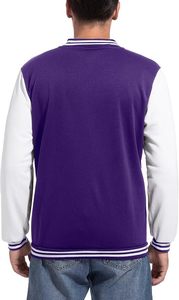 เสื้อแจ็คเก็ตวาร์ซิตี้สีม่วงขาวสำหรับผู้ชาย ทรงปกติ สไตล์เพรปปี้ ติดกระดุมแถวเดียว ผลิตจากโพลีเอสเตอร์ เหมาะสำหรับใส่ในฤดูใบไม้ร่วง - Product Image 2