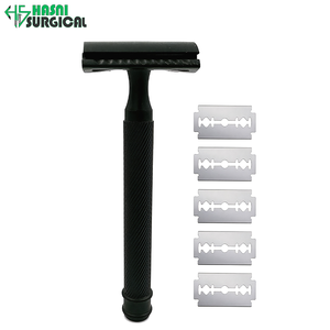 Rasoir de sécurité classique traditionnel à double tranchant HASNI SURGICAL pour homme, en acier inoxydable, couleur noire, modèle ASH-66 - Product Image 3