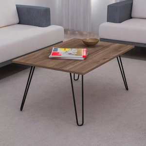 Table basse moderne en bois durable avec pieds en forme d'épingles à cheveux noires, design minimaliste pour salon, entrepôt et usage scolaire - Product Image 2