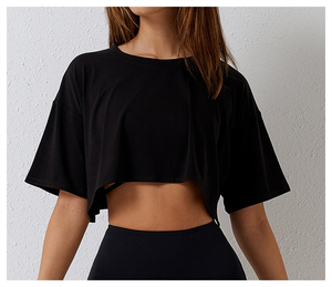 Camiseta Corta de Algodón 100% de Alta Calidad al por Mayor para Mujer, Antiarrugas, con Logotipo de Diamantes de Imitación, Estilo Deportivo Oversize - Product Image 2