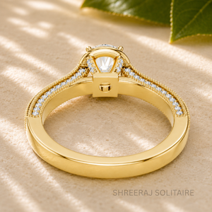Bague de fiançailles classique en or massif 14K/18K plaqué rhodium avec halo de diamants de laboratoire taillés, clarté DEF-VVS, 0,65 carat - Product Image 2