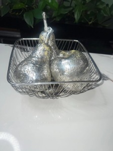 Modern Silver Wire Fruit <b>Basket</b> Decorative Metal Storage Bowl For Kitchen Countertop Dining <b>Table</b> And Home Decor From India - Product Image 1