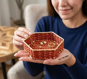 Panier de rangement en rotin vintage Weavora Terrava - Design tissé artisanal, gain de place et multifonctionnel pour la décoration de la maison - Product Image 4