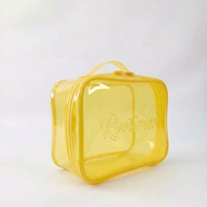 Sacs cosmétiques de grande capacité à la mode, résistants à l'eau, avec fermeture à glissière et étiquette en PVC gaufrée - Product Image 2