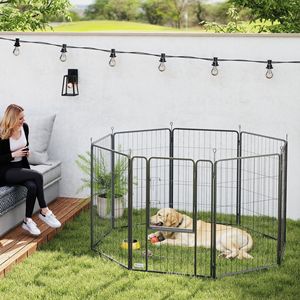 Recinto per Animali Domestici in Metallo a 8 Pannelli, Resistente, 39 Pollici, per Cani di Taglia Media e Grande, Nero - per Uso Interno in Soggiorno - Product Image 2