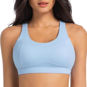 Soutien-gorge de sport respirant à maintien élevé pour femme, dos nageur, avec logo frontal, idéal pour la course et le cross-training - Product Image 1