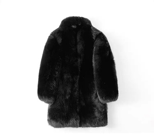 Turn Down Collar <b>Plus</b> <b>Size</b> Bomber Clothing Solid Color Trench Full Fur Full Pelt Dyed Fox Fur Coat for Men - Product Image 1