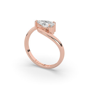 Anillo de Diamante Cultivado en Laboratorio con Corte Pera de 1 Ct, Plata 925 y Oro, Estilo Único y Ligero, Anillo de Compromiso para Mujer - Product Image 6